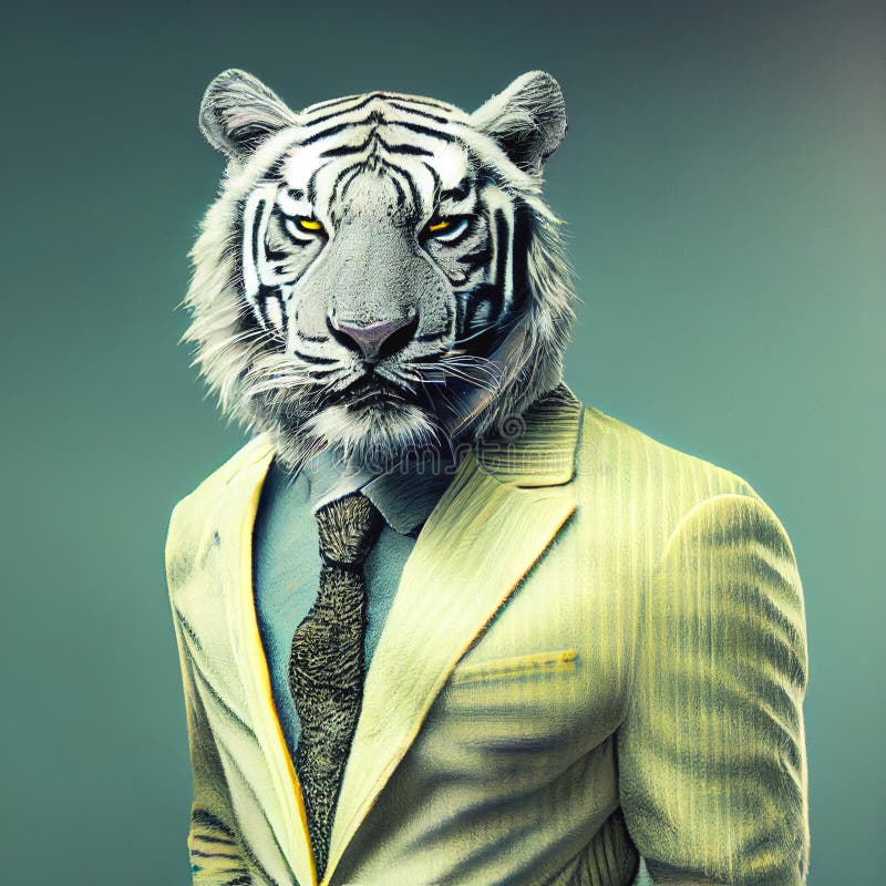 White tiger model portrait stock illustration