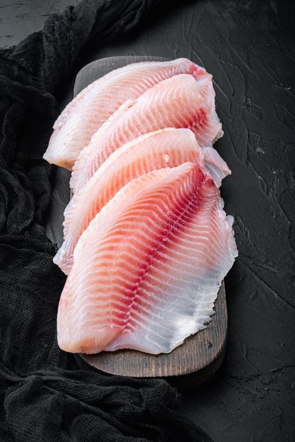 Raw Tilapia Fish Fillet Meat, on White Background Stock Image Image