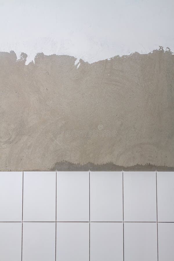 White Tile on the Wall in the Bathroom, Wall Repair with Wall Tiles Stock Image Image of