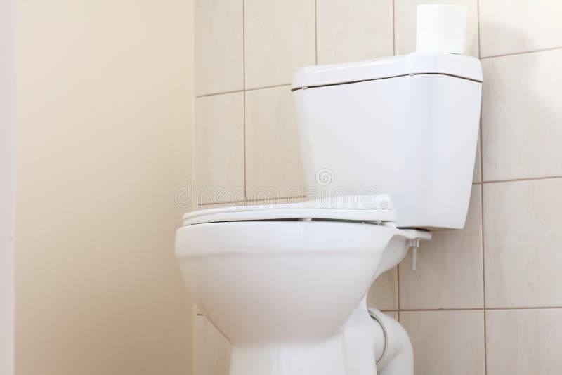 White toilet in a bathroom stock photo. Image of neat 17373304