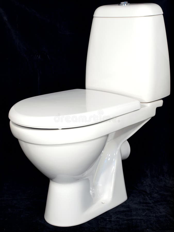 White Toilet Bowl on Black Background Stock Photo Image of tank, bowl