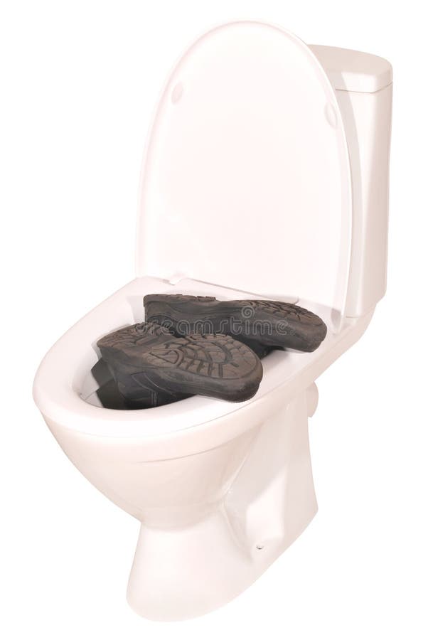 White Toilet Bowl and Boots (Clipping Path) Stock Photo Image of