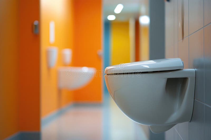 A white toilet sits next to a sink in a bathroom, ideal for illustrations and graphics. Sink ideal illustrations