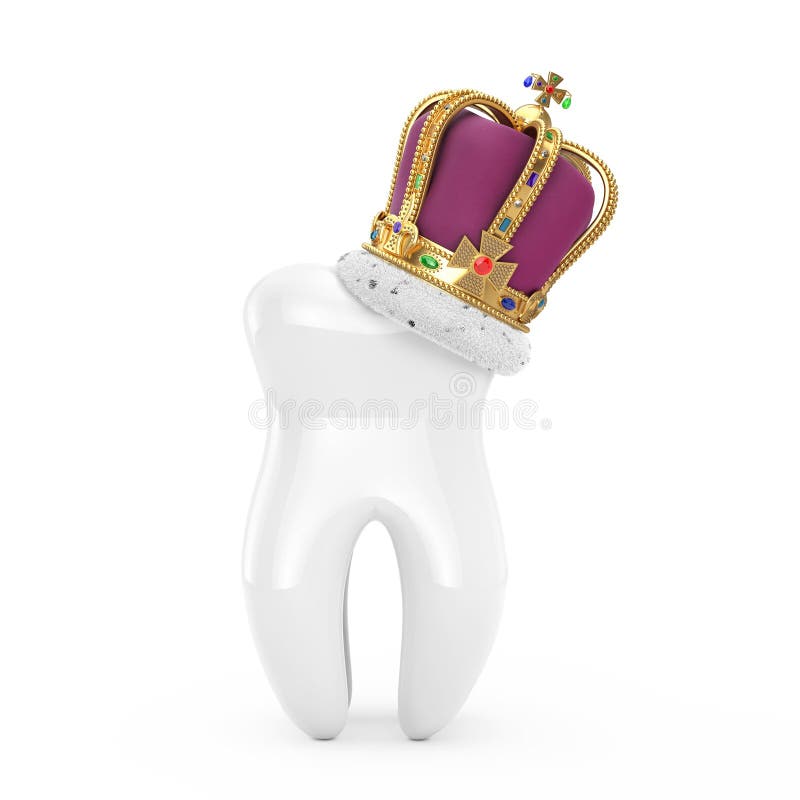 White Tooth and Royal Coronation Golden Crown with Diamonds. 3d