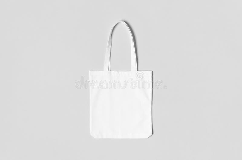 White Tote Bag Mockup on a Grey Background Stock Image - Image of ...