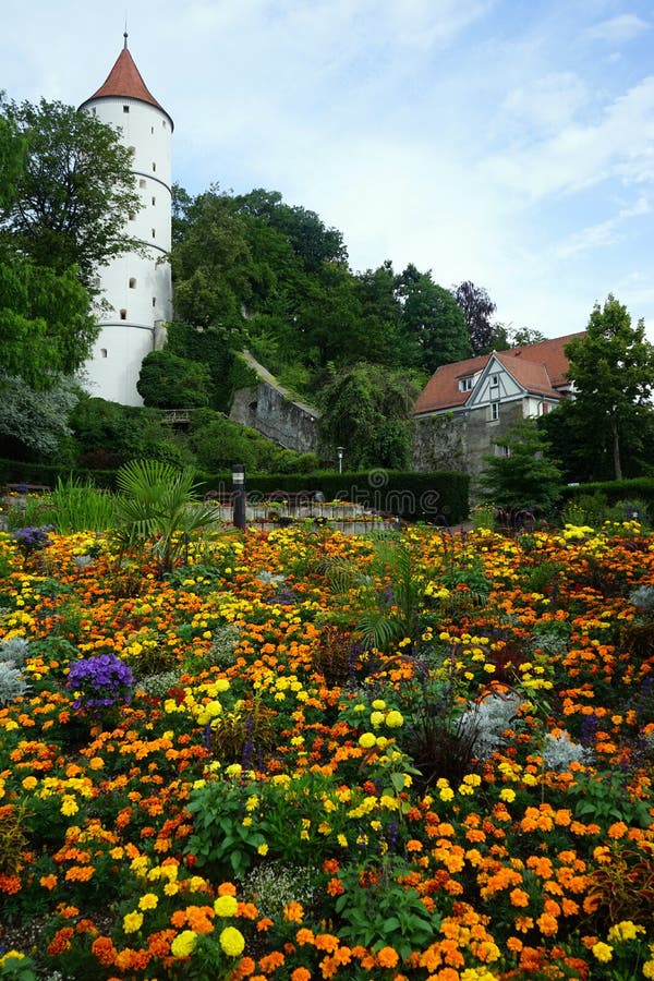 White tower and flowers editorial stock image. Image of travel 77001669