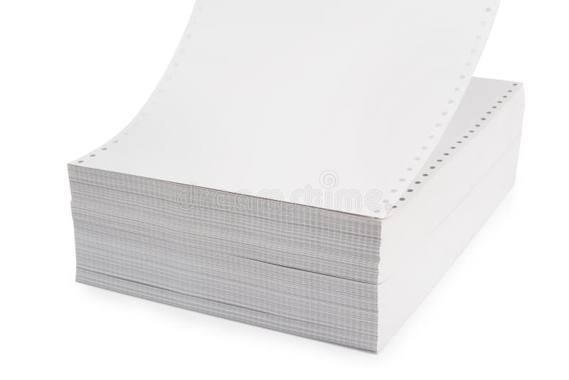 White TractorFeed Paper or Fanfold Paper , Continuous Dot Matrix