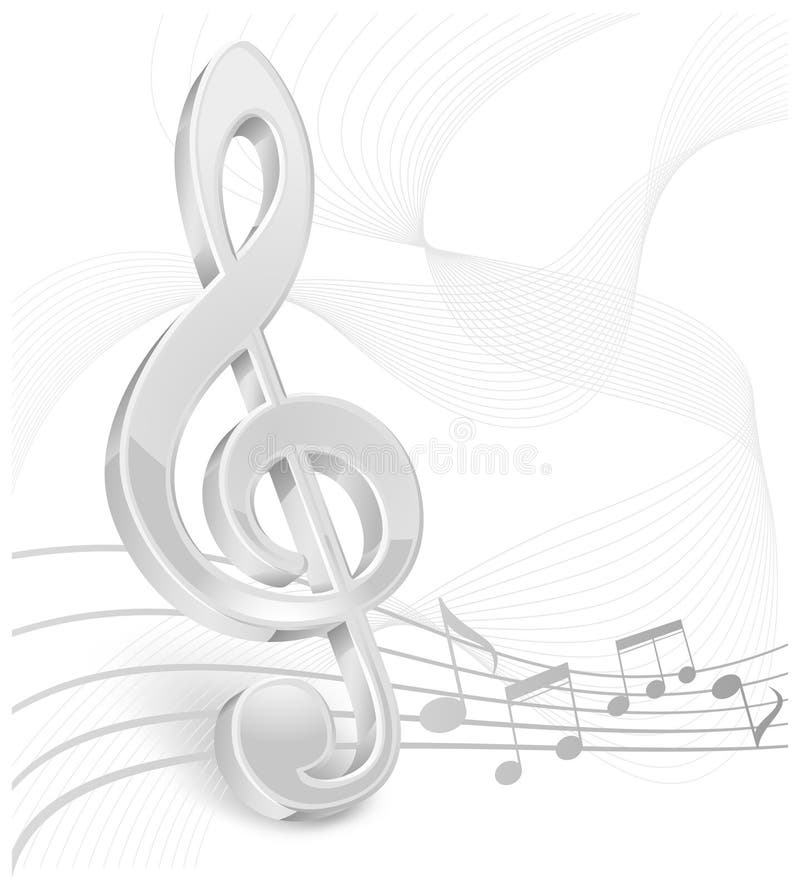 White treble clef on white stock illustration