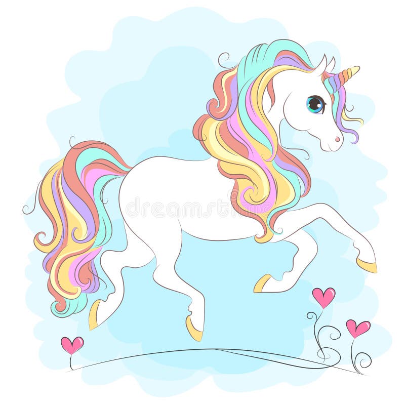 White Unicorn with Rainbow Hair Stock Vector - Illustration of drawing, adorable: 184713335 White Unicorn with Rainbow Hair Stock Vector - Illustration of drawing, adorable: 184713335