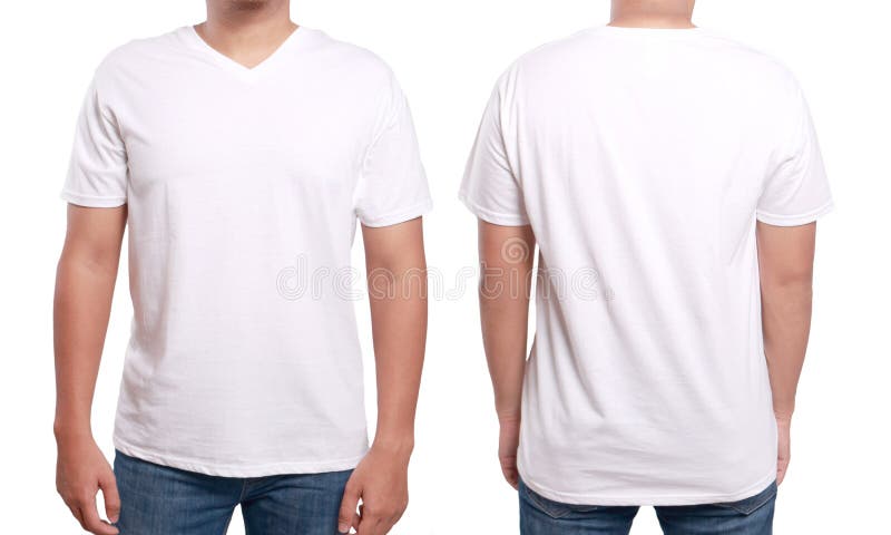 Download White V-Neck Shirt Design Template Stock Photo - Image of human, body: 93721556