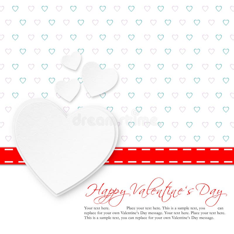 White Valentine`s Day Card with a Big Heart Stock Illustration
