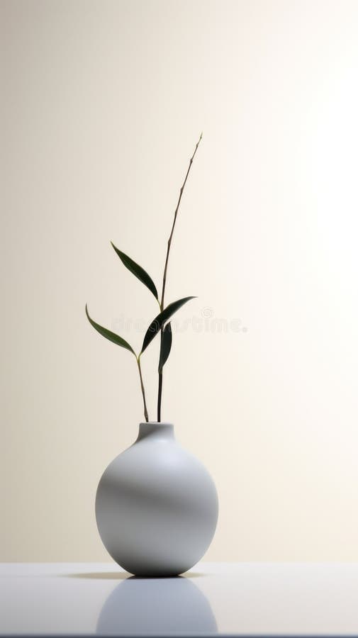 A White Vase with a Plant in it, AI Stock Illustration Illustration of botany, symbol 296308776