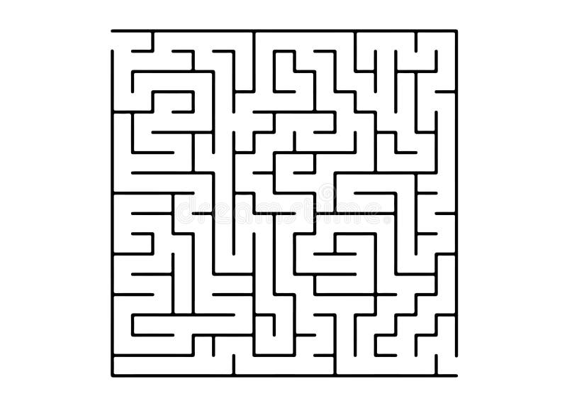 White Vector Layout with a Black Maze, Riddle. Stock Vector