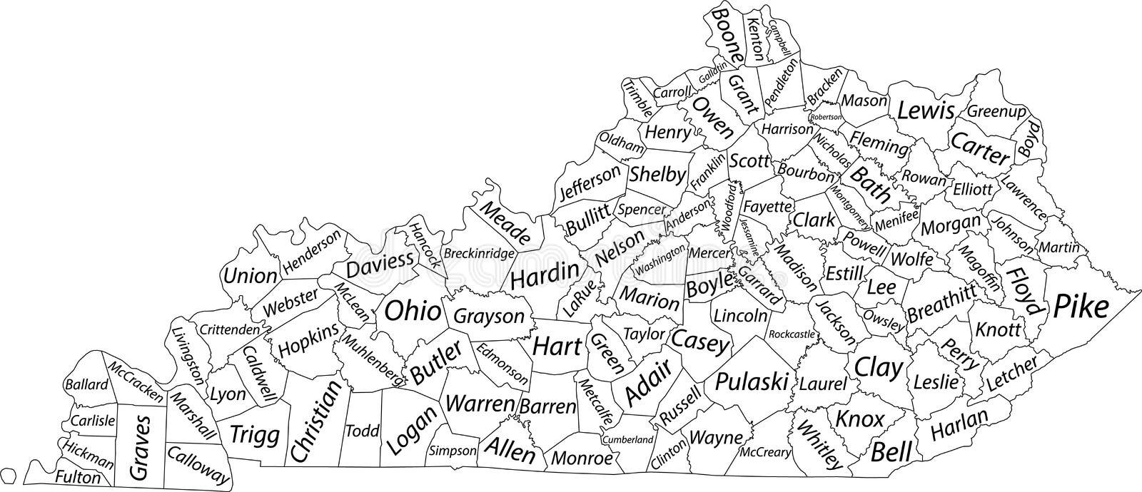 Counties Map of USA stock photo. Image of black, kentucky 140001416