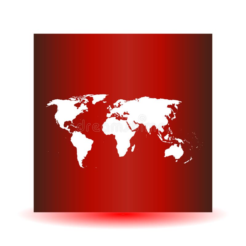 White vector map. World map blank. World map template. World map on a red background.