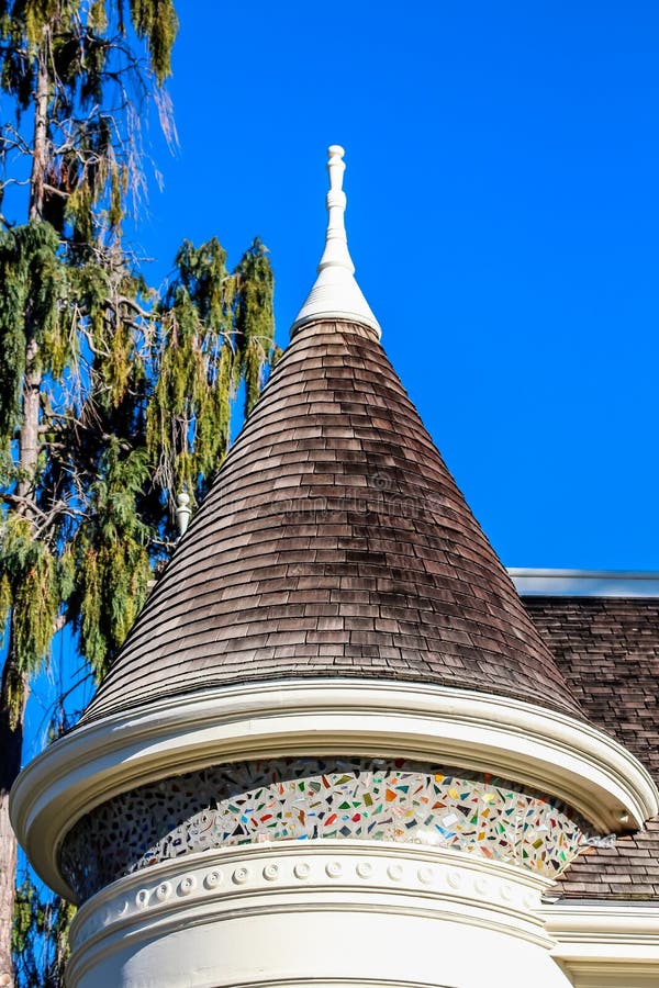 White Victorian house detail.