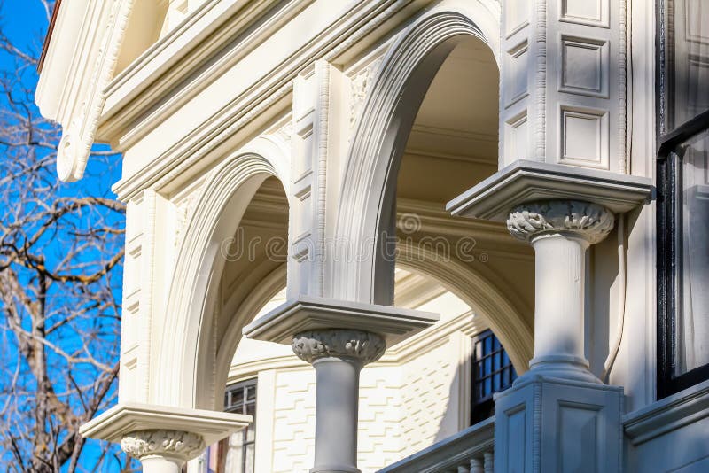 White Victorian house detail.