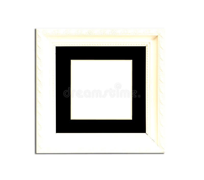 White Vintage Picture Frame on Old Wood Background Stock Photo Image