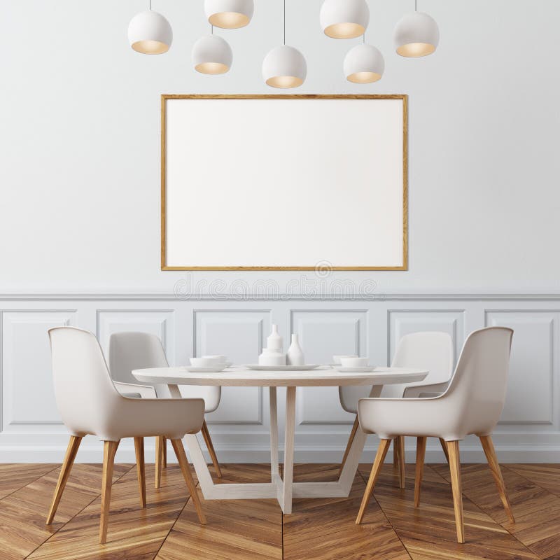 White Wall Dining Room, White Chairs Stock Illustration Illustration of frame, design 94921879
