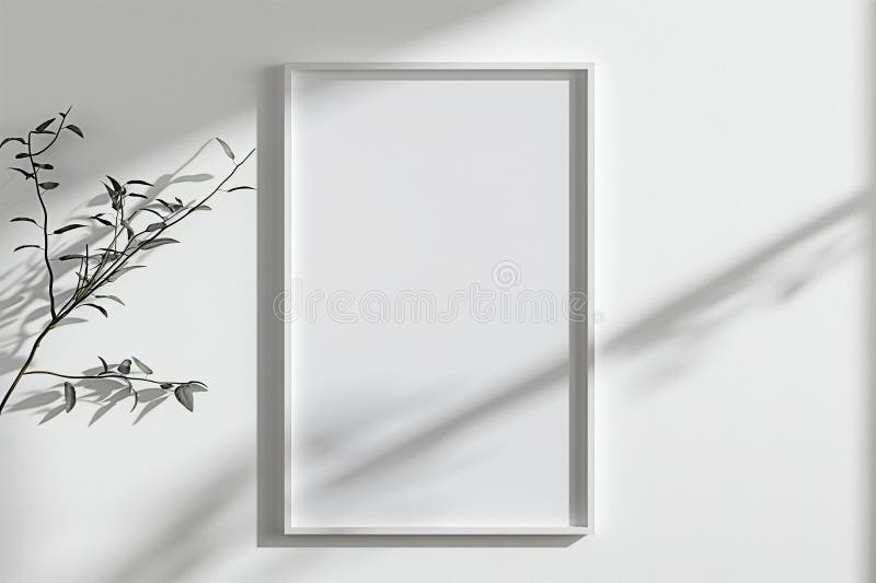 White Wall With Mirror and Plant royalty free illustration