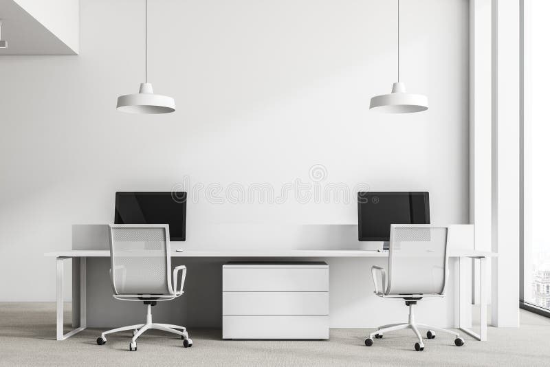 White Wall Office, Front View Stock Photo Image of architecture