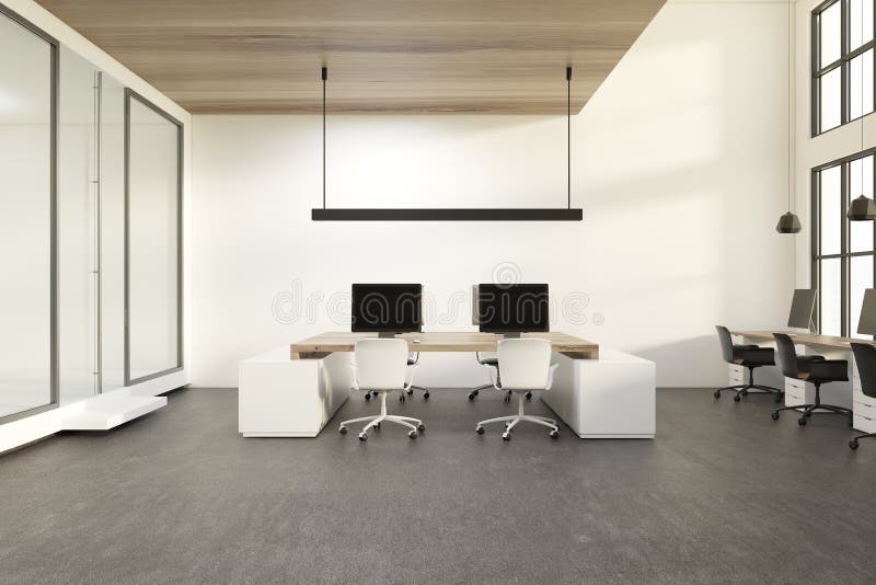 White Wall Office Room, Computers Stock Illustration Illustration of