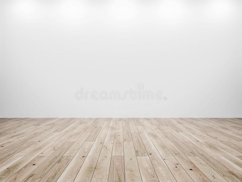 White wall and wood floor background