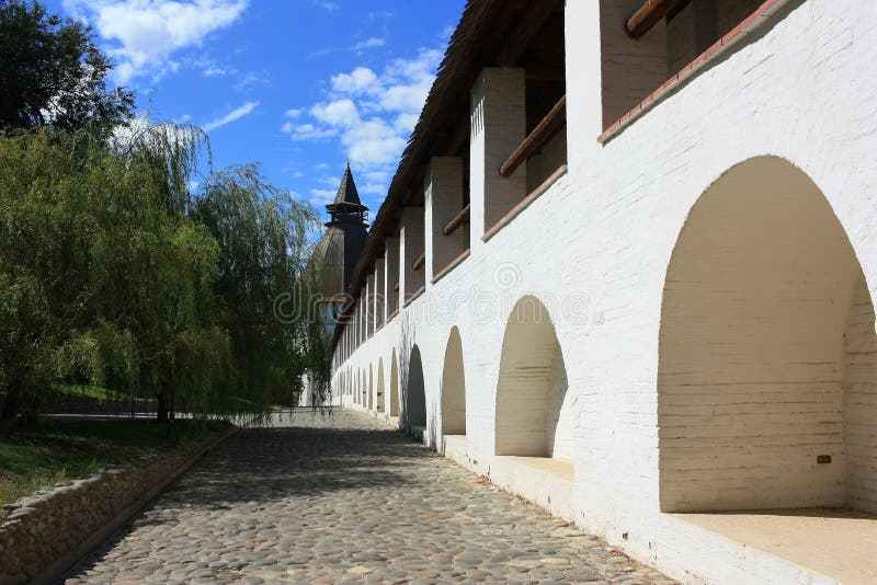 The white walls and towers of the Astrakhan Kremlin. The white walls and towers of the Astrakhan Kremlin