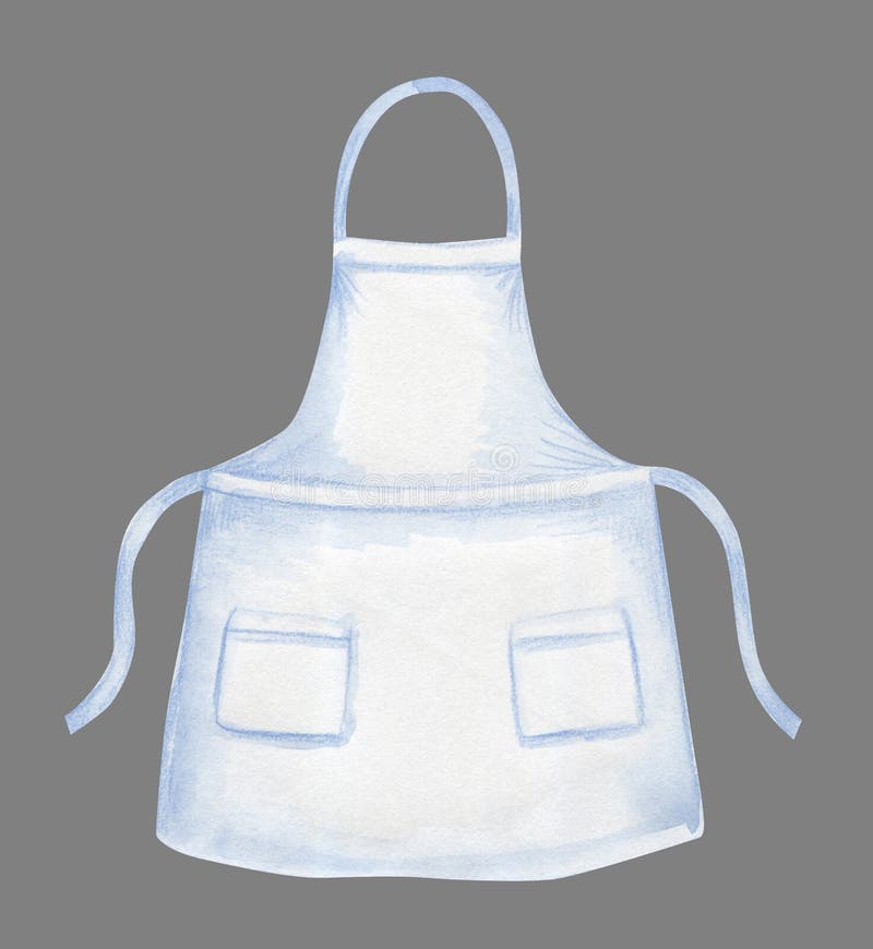 White watercolor apron template for design isolated on grey vector illustration