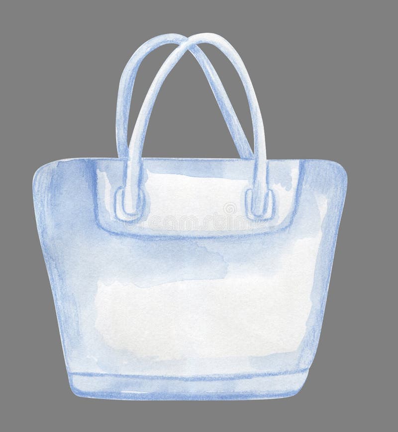White watercolor beach bag template for design isolated on grey royalty free illustration