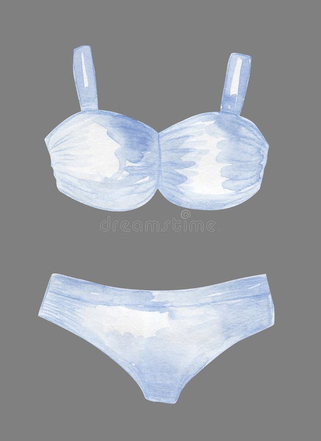 White watercolor lingerie template for design on grey stock photography