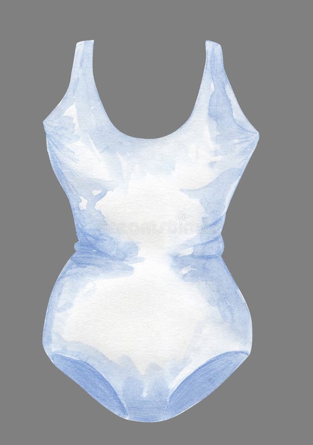 White watercolor swimsuit template for design on grey stock photo