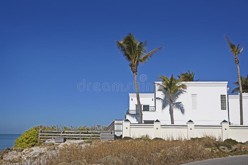 White Waterfront Property, Gulf Coast Stock Image Image of