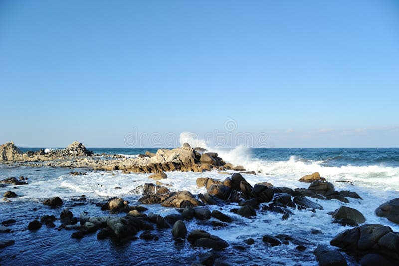 White waters in seaside stock image