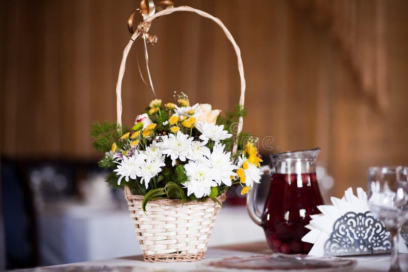 White wedding basket stock photo. Image of dining, romantic 26357512