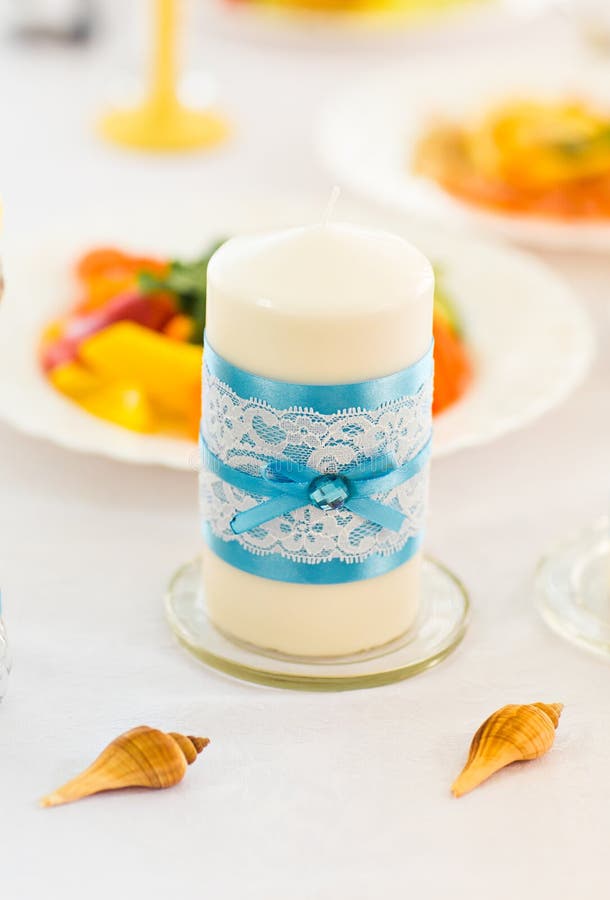 White wedding candle stock photo. Image of matrimony 68100314