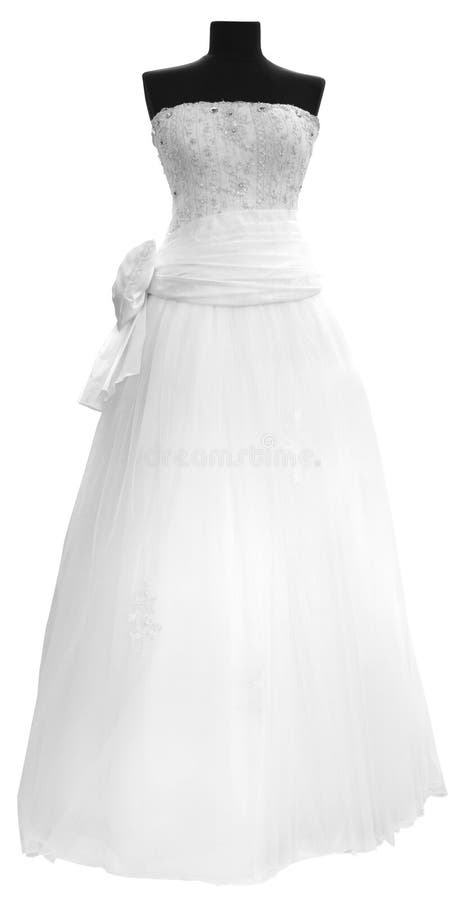 Modern white wedding dress isolated on white background