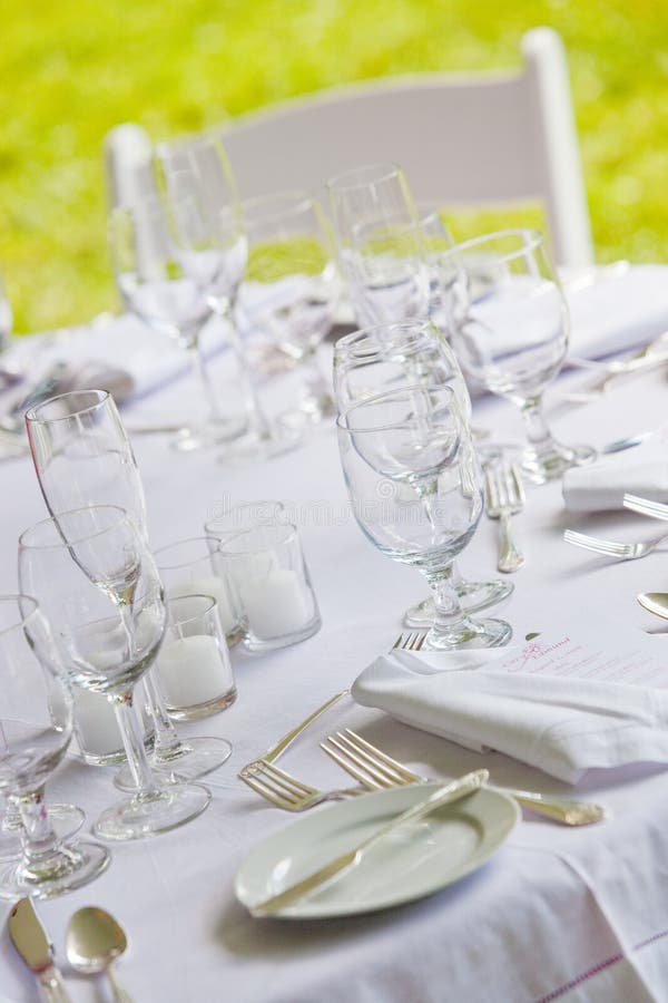 White wedding table stock image. Image of dining, linen 24078715