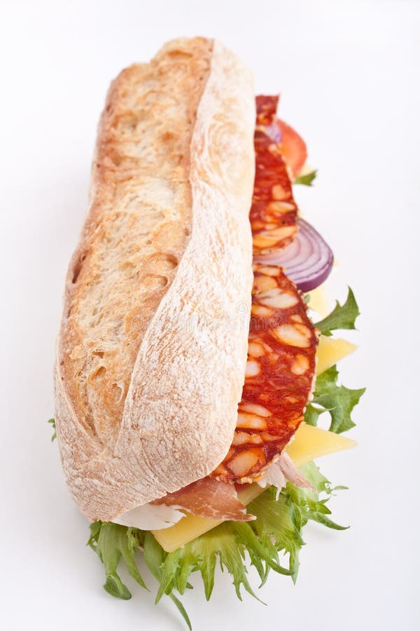 White wheat baguette sandwich