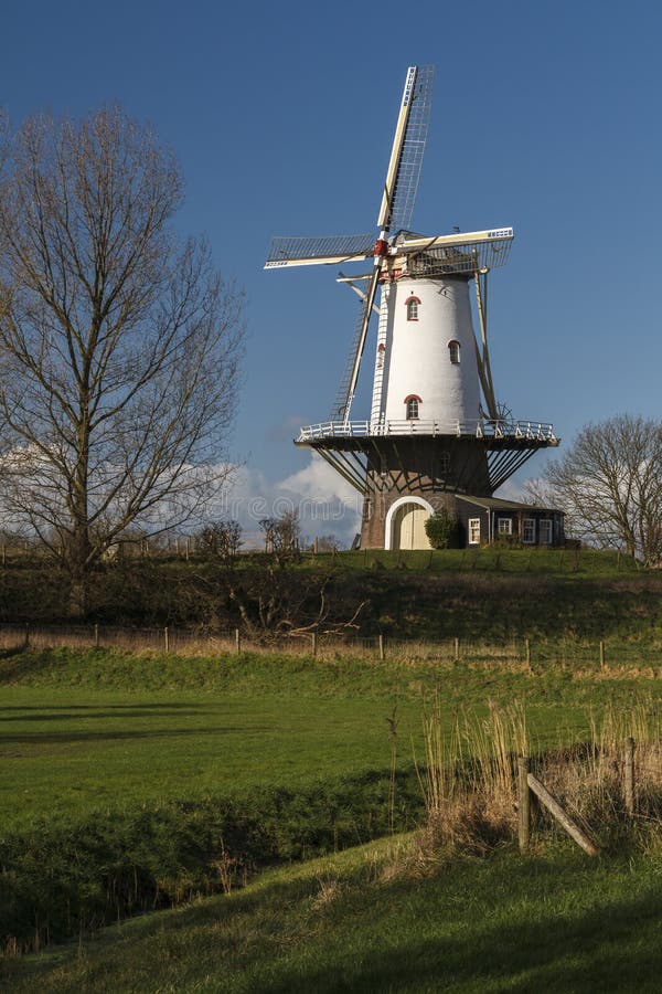 White windmill stock photo. Image of blue, meal, mill 3328588