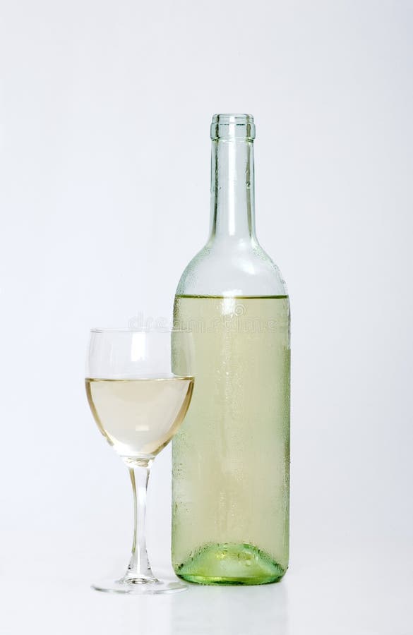 White Wine Bottle With Half Filled Glass Stock Photo Image of