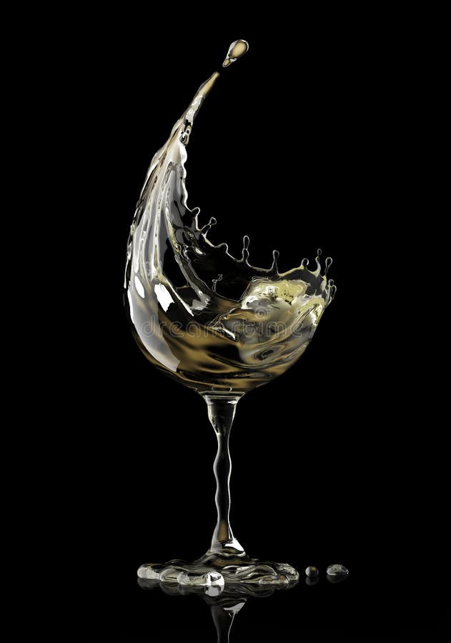 White Wine Glass on Black Background Stock Illustration Illustration