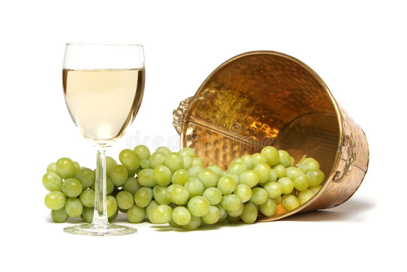 White wine and grapes stock photo. Image of isolated, beverage 1859400