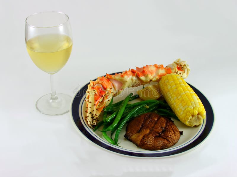 White Wine and King Crab Leg Stock Image Image of white, serving 5518639