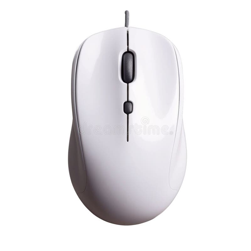 White Wired Computer Mouse, Clean Top View, Ergonomic Design for Comfortable Use. royalty free stock photography
