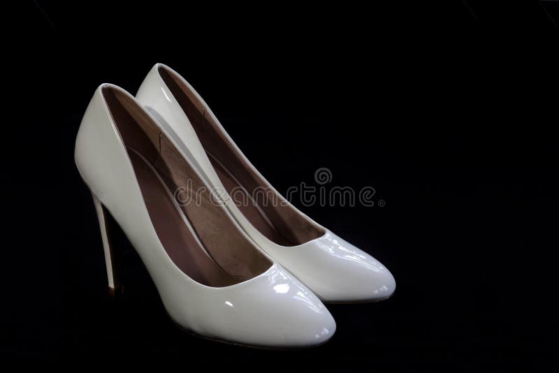 White Women`s Stiletto Shoes Stock Photo - Image of shoes, background ...