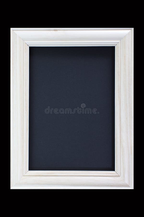 White Wood Picture Frame on Black Background Stock Photo Image of