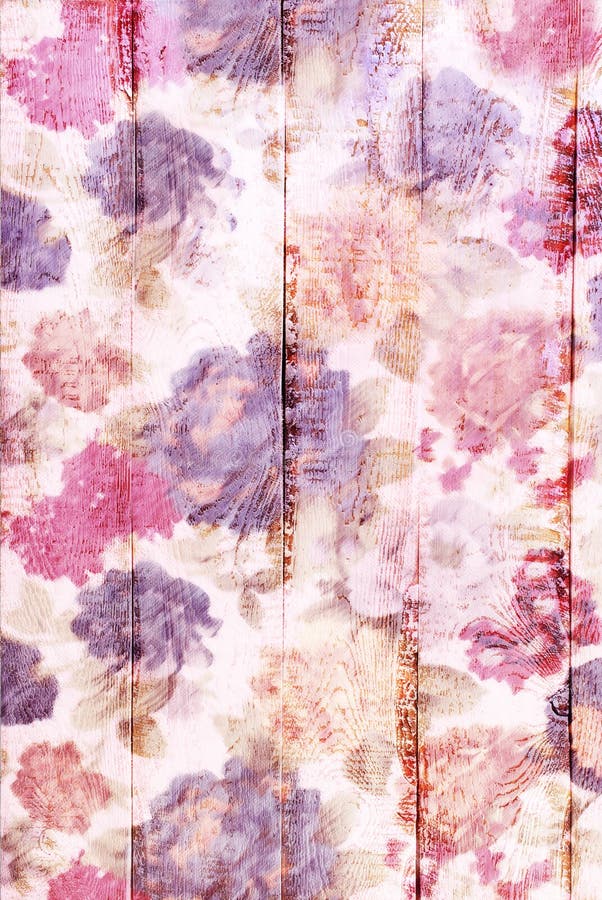 White wooden background with colorful floral pattern stock image