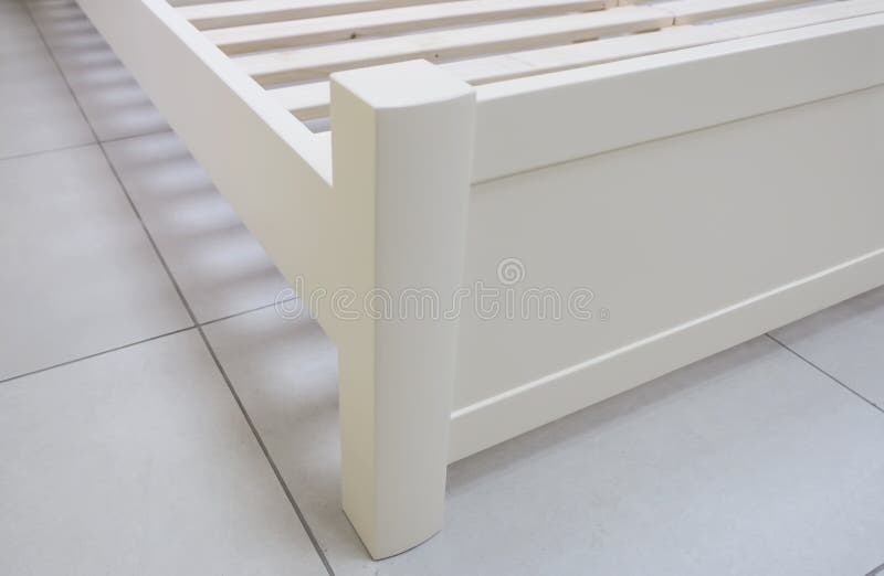 White wooden bed leg stock image. Image of unite, lamellas 250834357