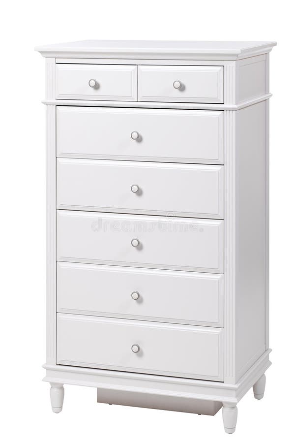 White wooden chest of drawers